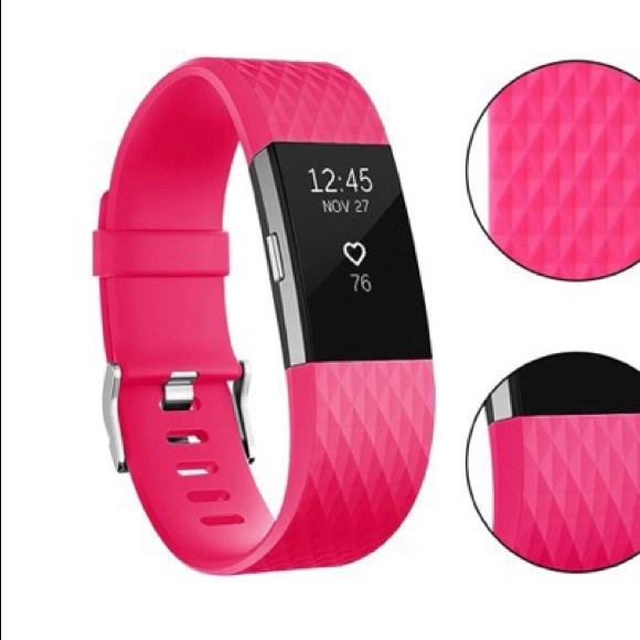 For Fitbit Charge 2 Pink Silicone Replacement Band - Picture 2 of 8
